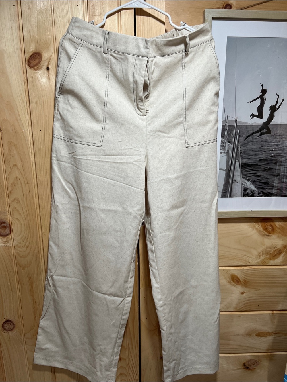 HYFVE Women's Wide-Leg Pants in Natural Beige
